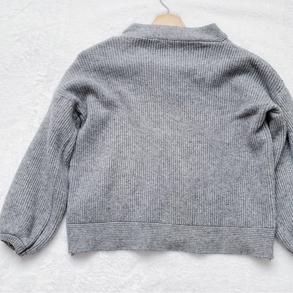 Grey Cropped Sweater with Quarter Inch spiffed Sleeves - Picture 2 of 7